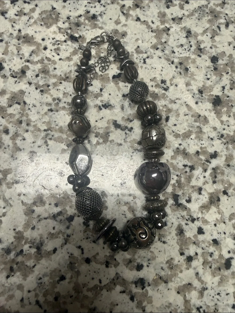 Women's Metallic Smoky Bead Statement Necklace
